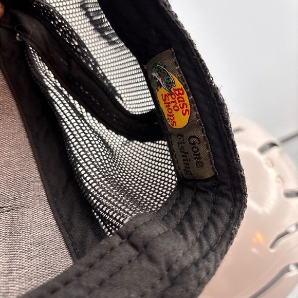 Vintage Bass Pro Shops Gone Fishing Basic Black Embroidered Logo Snapback Hat - Picture 10 of 10